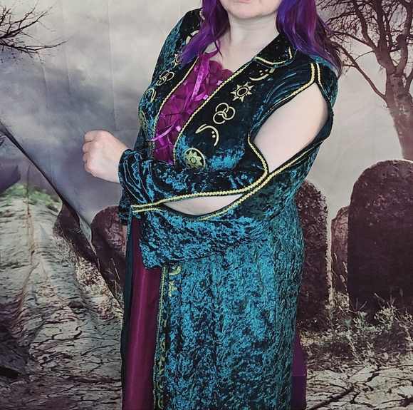 Velvet Green and Purple Hocus Pocus Witch Costume Dress XL - Picture 3 of 9